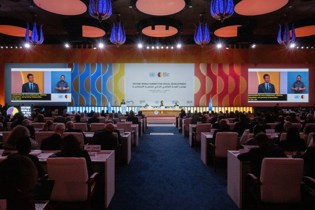 The opening segment of the Second World Summit for Social Development.
